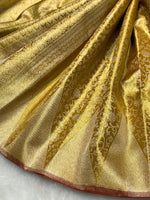 Load image into Gallery viewer, Classic Shimmer Gold 2gm Zari Bridal Elegance Kanchipuram Handloom Silk Saree SS25448
