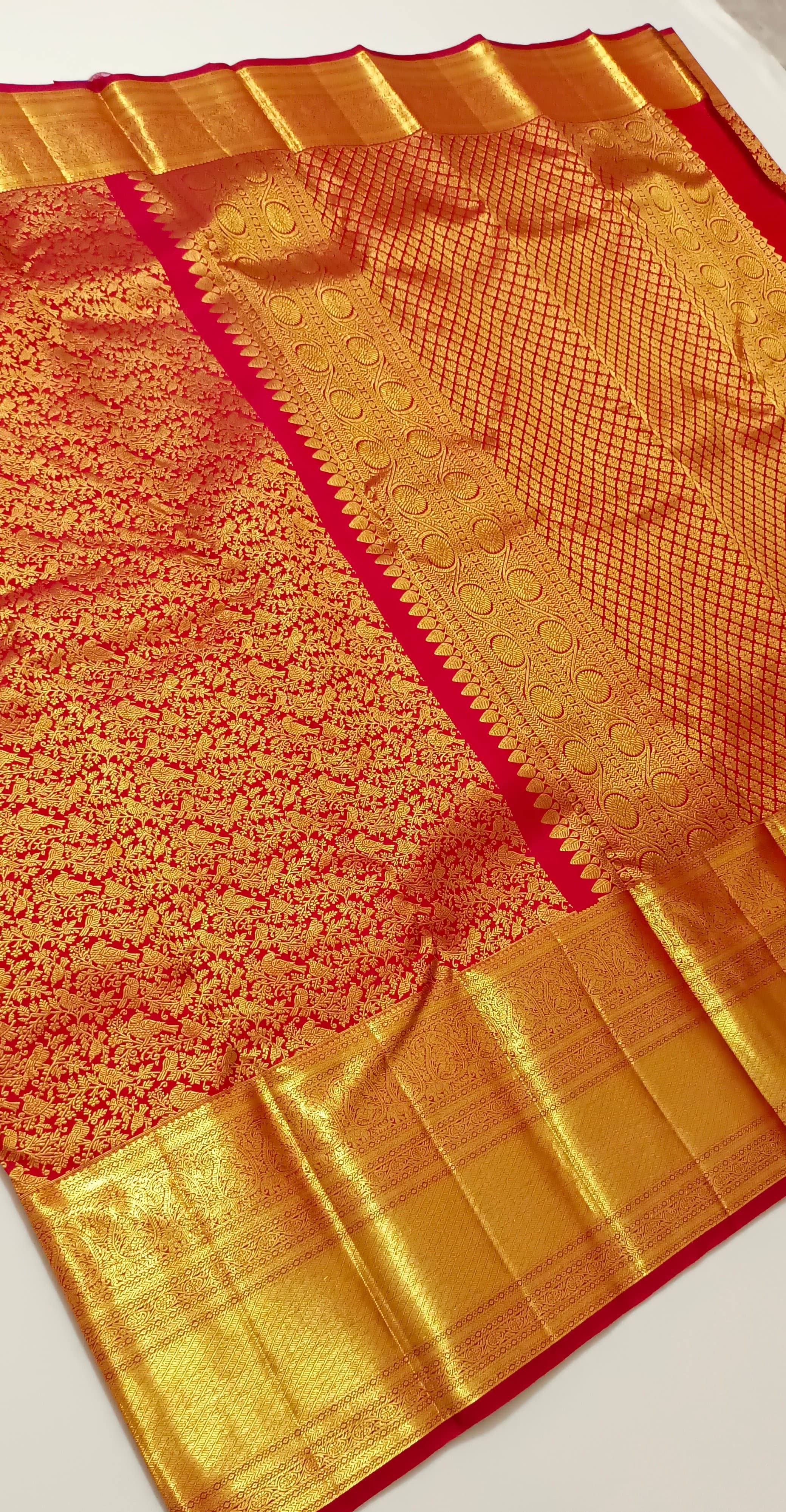 Classic Chilli Red Bridal Elegance Kanchipuram Handloom Silk Saree SS24186