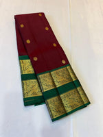 Load image into Gallery viewer, Classic Brown &amp; Deep Green 2gm Zari Elegance Kanchipuram Handloom Silk Saree SS27552
