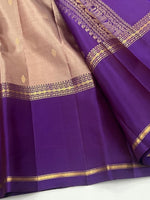 Load image into Gallery viewer, Classic Pastel Cocoa &amp; Vadamalli 2gm Zari Elegance Kanchipuram Handloom Silk Saree SS28432

