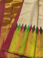 Load image into Gallery viewer, Classic Off White Multi Colored 2gm Zari Elegance Kanchipuram Handloom Silk Saree SS25170

