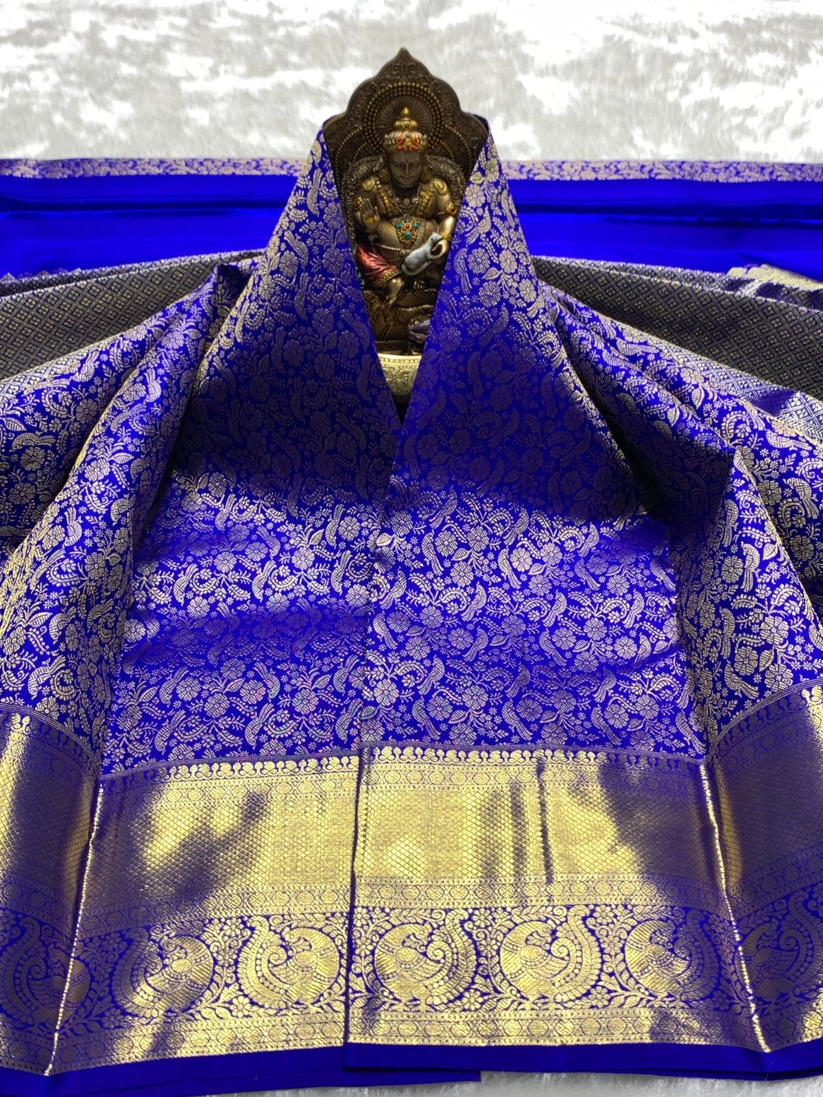Classic Royal Blue 2gm Zari Bridal Elegance Kanchipuram Handloom Silk Saree SS25981