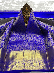 Classic Royal Blue 2gm Zari Bridal Elegance Kanchipuram Handloom Silk Saree SS25981