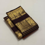 Load image into Gallery viewer, Classic Burnt Orange &amp; Dark Coffee Brown 2gm Zari Bridal Elegance Kanchipuram Handloom Silk Saree SS27263
