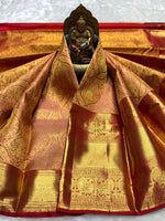 Load image into Gallery viewer, Classic Crimson Red 2gm Zari Bridal Elegance Kanchipuram Handloom Silk Saree SS25358
