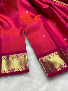 Classic Deep Pink 2gm Zari Kanchipuram Handloom Silk Saree SS25989