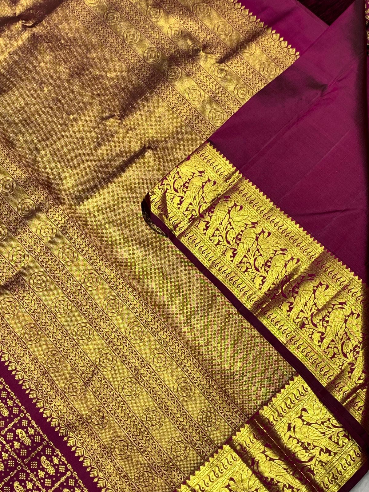 Classic Wine Red 2gm Zari Bridal Elegance Kanchipuram Handloom Silk Saree SS24105