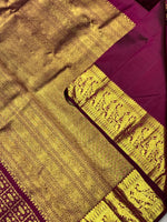 Load image into Gallery viewer, Classic Wine Red 2gm Zari Bridal Elegance Kanchipuram Handloom Silk Saree SS24105
