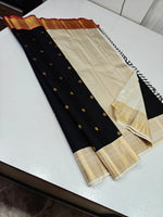 Load image into Gallery viewer, Classic Charcoal Black &amp; Maroon White 2gm Zari Elegance Kanchipuram Handloom Silk Saree SS28279
