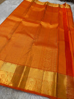 Load image into Gallery viewer, Classic Orange Elegance Kanchipuram Silk Saree SS23937
