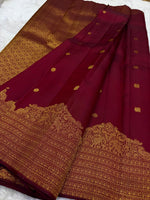 Load image into Gallery viewer, Classic Maroon Bridal Elegance Kanchipuram Handloom Silk Saree SS27239
