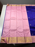 Load image into Gallery viewer, Classic Royal Blue &amp; Baby Pink 2gm Zari Korvai Elegance Kanchipuram Handloom Silk Saree SS24501
