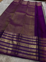 Load image into Gallery viewer, Classic Grey &amp; Purple 2gm Zari Bridal Elegance Kanchipuram Handloom Silk Saree SS24767
