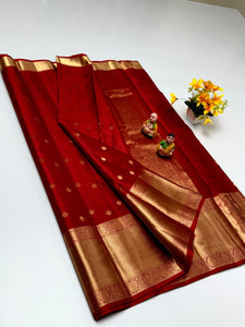 Classic Chilly Red Elegance Kanchipuram Silk Saree SS23832