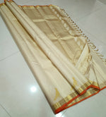 Load image into Gallery viewer, Classic Cream 2gm Zari Elegance Kanchipuram Handloom Silk Saree SS27801
