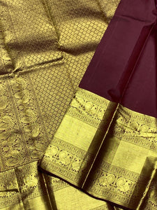Classic Onion Pink & Mahogany Red 2gm Zari Kanchipuram Handloom Silk Saree SS26002