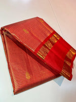 Load image into Gallery viewer, Classic Scarlet Red Elegance Kanchipuram Tissue Handloom Silk Saree SS25375
