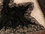Load image into Gallery viewer, Classic Charcoal Black Elegance Satin Organza Silk Saree SS26048
