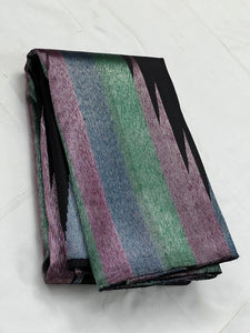 Classic Charcoal Black Silver Multi Color Rising Border 2gm Zari Kanchipuram Handloom Silk Saree SS25578