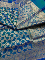 Load image into Gallery viewer, Classic Peacock Blue Elegance Banarasi Handloom Katan Silk Saree SS23919
