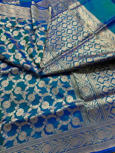 Classic Peacock Blue Elegance Banarasi Handloom Katan Silk Saree SS23919