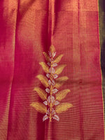 Load image into Gallery viewer, Classic Ruby Pink &amp; Navy Blue 2gm Zari Elegance Kanchipuram Handloom Silk Saree SS27497
