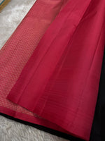 Load image into Gallery viewer, Classic Charcoal Black &amp; Scarlet Rose Kanchipuram Handloom Silk Saree SS25911
