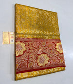 Load image into Gallery viewer, Classic Golden Yellow &amp; Brick Red Bridal Elegance Kanchipuram Handloom Silk Saree SS27195
