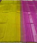 Load image into Gallery viewer, Classic Olive Green &amp; Baby Pink 2gm Zari Elegance Kanchipuram Handloom Silk Saree SS27216
