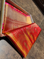 Load image into Gallery viewer, Classic Fiery Red Gold Bridal Elegance Tissue Kanchipuram Handloom Silk Saree SS27984

