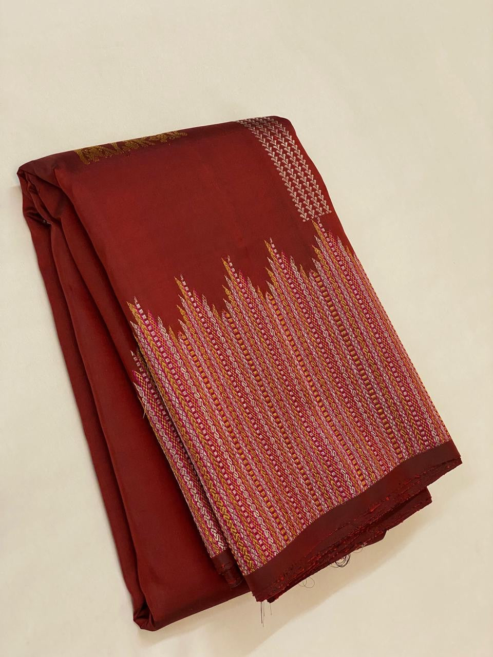 Classic Rustic Orange 2gm Zari Elegance Kanchipuram Handloom Silk Saree SS20561