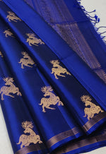 Load image into Gallery viewer, Classic Royal Blue Elegance Handloom Soft Silk Saree SS27063

