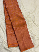 Load image into Gallery viewer, Classic Burnt Orange 2gm Zari Brocade Bridal Elegance Kanchipuram Handloom Silk Saree SS27644

