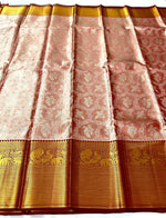 Load image into Gallery viewer, Pastel Cocoa Rose &amp; Barn Red 2gm Zari Bridal Elegance Kanchipuram Handloom Silk Saree SS24062
