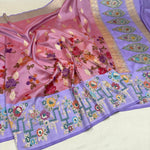Load image into Gallery viewer, Classic Grapefruit Rose &amp; Lavender Banarasi Katan Elegance Handloom Silk Saree SS28586
