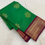 Load image into Gallery viewer, Classic Shamrock Green &amp; Plum Elegance Kanchipuram Handloom Silk Saree SS27841
