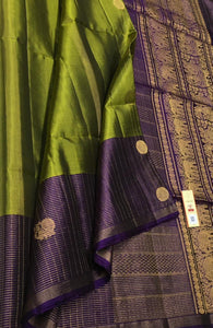 Classic Spring Green & Violet Elegance Handloom Soft Silk Saree SS26462