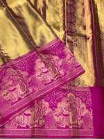 Load image into Gallery viewer, Classic Gold &amp; Glow Purple Elegance Kanchipuram Handloom Silk Saree SS25435
