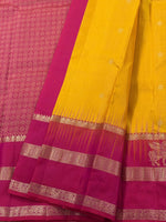Load image into Gallery viewer, Classic Mango Yellow &amp; Deep Pink Elegance Kanchipuram Handloom Silk Saree SS28633
