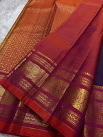 Load image into Gallery viewer, Classic Plum &amp; Orange Red Kanchipuram Handloom Silk Saree SS26028
