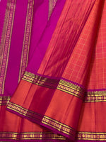 Load image into Gallery viewer, Classic Orange &amp; Fuchsia Pink 2gm Zari Kanchipuram Handloom Silk Saree SS26249
