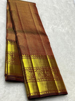 Load image into Gallery viewer, Classic Brown 2gm Zari Elegance Kanchipuram Handloom Silk Saree SS24208
