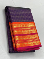Load image into Gallery viewer, Classic Plum &amp; Orange 2gm Zari Kanchipuram Handloom Silk Saree SS26213
