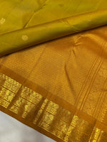 Load image into Gallery viewer, Classic Olive Mustard &amp; Caramel Brown 2gm Zari Elegance Kanchipuram Handloom Silk Saree SS24084
