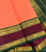 Load image into Gallery viewer, Classic Brick Peach &amp; Sangria Red 2gm Zari Elegance Kanchipuram Handloom Silk Saree SS23553
