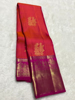 Load image into Gallery viewer, Classic Orange Pink &amp; Fuchsia Pink Elegance Kanchipuram Handloom Silk Saree SS25361
