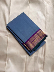 Classic Airforce Blue & Fuchsia Pink Elegance Kanchipuram Handloom Silk Saree SS25401