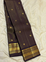 Load image into Gallery viewer, Classic Dark Chocolate 2gm Zari Elegance Kanchipuram Handloom Silk Saree SS27159

