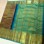 Load image into Gallery viewer, Classic Coffee Brown &amp; Peacock Green 2gm Zari Bridal Elegance Kanchipuram Handloom Silk Saree SS23943
