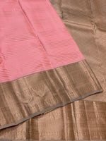 Load image into Gallery viewer, Classic Nude Pink &amp; Mud Grey 1gm Zari Elegance Kanchipuram Handloom Silk Saree SS27965
